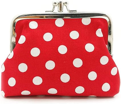 Vintage Red Polka Dot Coin Purse | Retro Kiss Lock Wallet | Women’s Mini Pouch for Coins, Keys & Small Essentials | Cute Gift