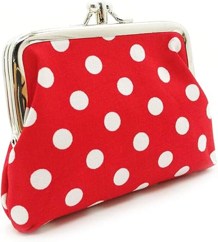 Vintage Red Polka Dot Coin Purse | Retro Kiss Lock Wallet | Women’s Mini Pouch for Coins, Keys & Small Essentials | Cute Gift