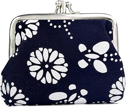 Vintage Black & White Floral Coin Purse | Retro Kiss Lock Wallet | Women’s Mini Pouch for Coins, Keys & Accessories | Elegant Gift