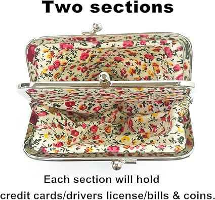 Vintage Floral Coin Purse | Small Retro Fabric Pouch with Metal Kiss Lock | Women’s Mini Wallet for Coins, Keys, Jewelry & Gifts