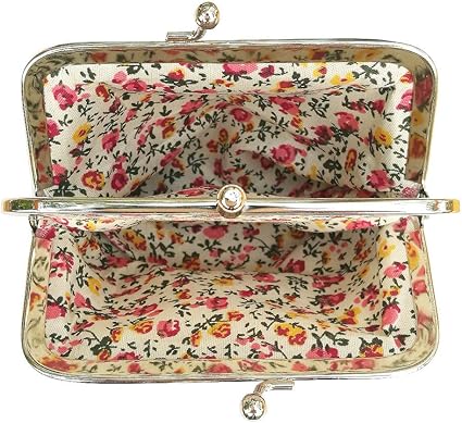 Vintage Floral Coin Purse | Women’s Mini Kiss Lock Wallet | Ivory Fabric Pouch with Flowers | Elegant Everyday Gift