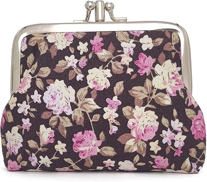 Vintage Floral Coin Purse | Retro Kiss Lock Wallet | Women’s Mini Pouch for Coins, Keys & Everyday Essentials | Romantic Gift