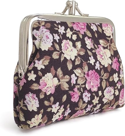 Vintage Floral Coin Purse | Retro Kiss Lock Wallet | Women’s Mini Pouch for Coins, Keys & Everyday Essentials | Romantic Gift