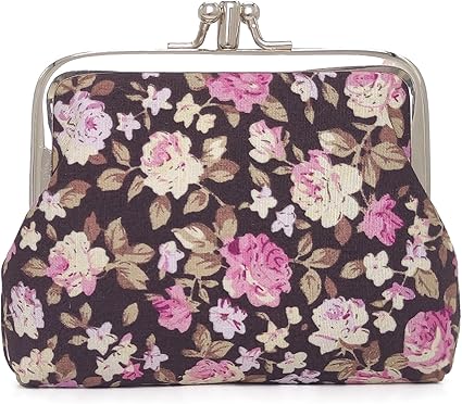 Vintage Floral Coin Purse | Retro Kiss Lock Wallet | Women’s Mini Pouch for Coins, Keys & Everyday Essentials | Romantic Gift